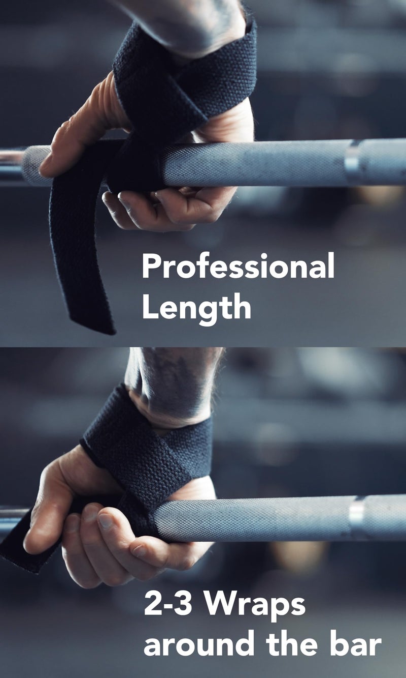 FitgriffÂ® Lifting Wrist Straps for Weightlifting, Gym, Deadlift, Workout (Made of Premium Cotton & Padded) - Men & Women (Standard, Black-Original) - Image 2